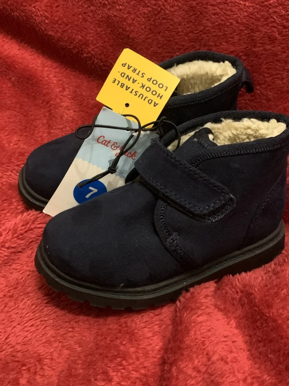 Kids Navy Blue Fleece-Lined Winter Shoes